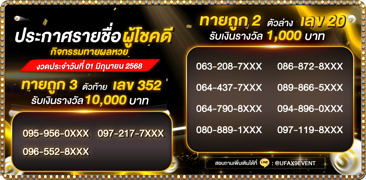 ประกาศรายชื่อกิจกรรมทายหวย