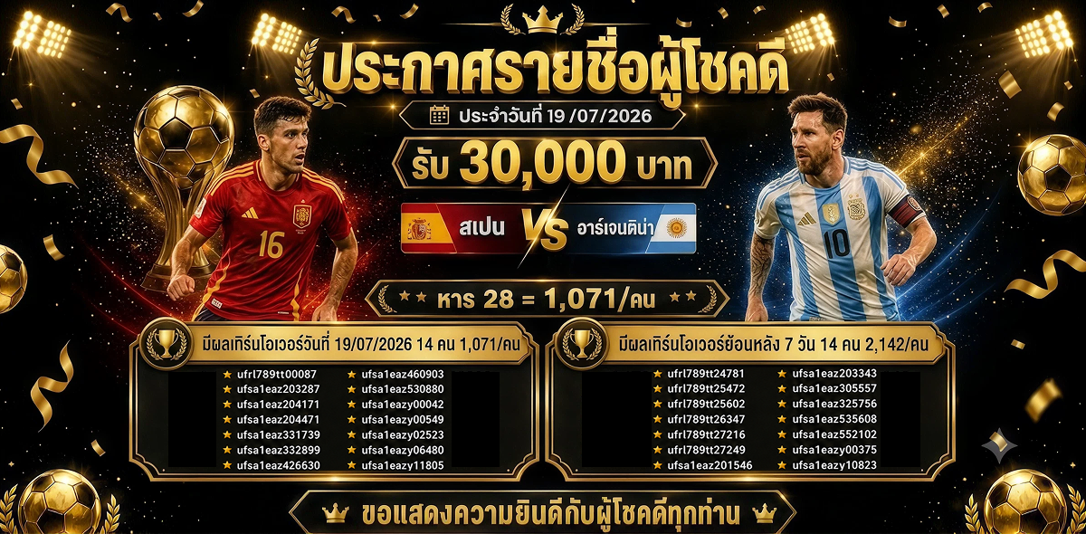 ประกาศรายชื่อผู้โชคดีทายผลบอล